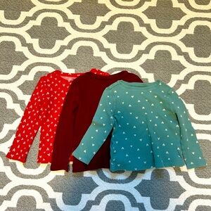 Old Navy Kids Long Sleeve Thermal Tees - Red, Burgundy, Teal. Set of 3. Size 4